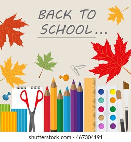 Back to school. Stationary graphic template. Vector illustration
