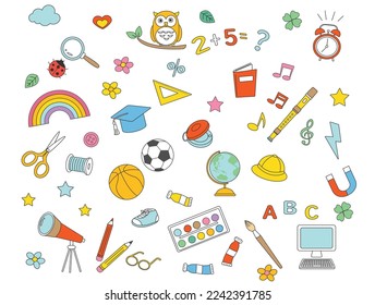 Back to school. Stationary set illustration.