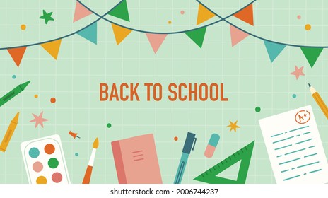 Back to school. Stationery and school items.