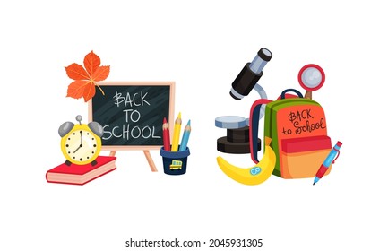 Back to School with Stationery Object Vector Composition Set