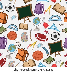 back to school stationery seamless pattern illustration vector hand drawn