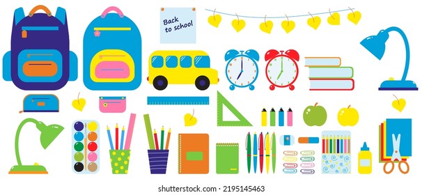 Back to school. Stationery set.