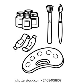 Volver al diseño de la línea de arte de la línea de diseño del icono del vector del diseño del diseño del diseño del material de la escuela. Escuela, educación, universidad, herramientas de oficina y equipo