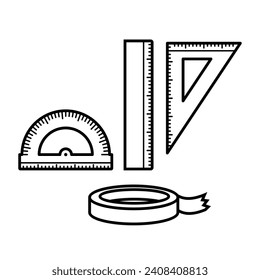 Back to school stationery vector art icon design line art outline. School, education, college, office tools and equipment