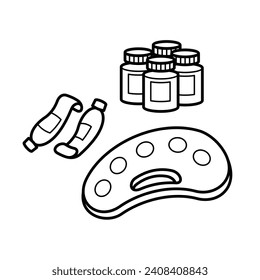 Back to school stationery vector art icon design line art outline. School, education, college, office tools and equipment