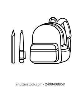 Back to school stationery vector art icon design line art outline. School, education, college, office tools and equipment