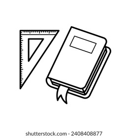 Back to school stationery vector art icon design line art outline. School, education, college, office tools and equipment