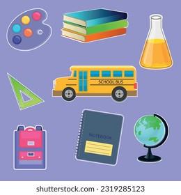 Back to school sticker elements collection