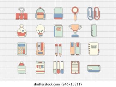 Back to school sticker icon collection