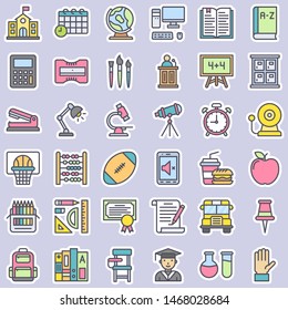 Back to school sticker icon set, vector illustration