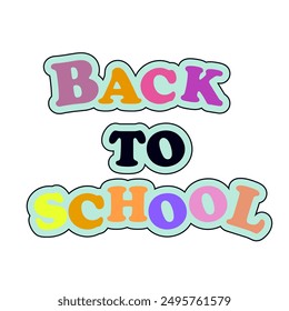 back to school sticker typography card illustration