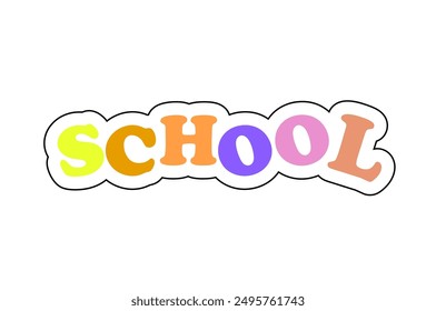 back to school sticker typography card illustration
