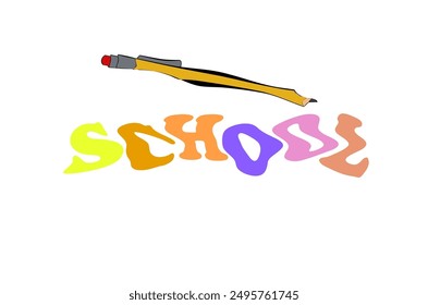 back to school sticker typography card illustration