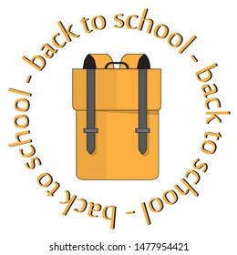 Back to school. Student backpack. Flat style vector illustration isolated on white background.