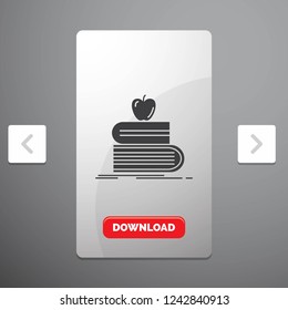 back to school, school, student, books, apple Glyph Icon in Carousal Pagination Slider Design & Red Download Button