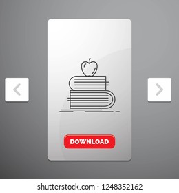 back to school, school, student, books, apple Line Icon in Carousal Pagination Slider Design & Red Download Button