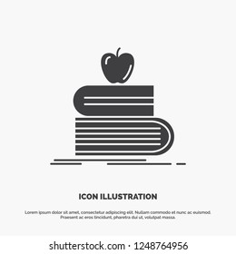 back to school, school, student, books, apple Icon. glyph vector gray symbol for UI and UX, website or mobile application