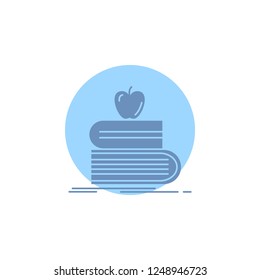 back to school, school, student, books, apple Glyph Icon.