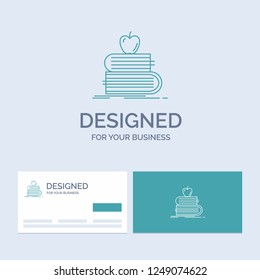 back to school, school, student, books, apple Business Logo Line Icon Symbol for your business. Turquoise Business Cards with Brand logo template