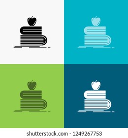 back to school, school, student, books, apple Icon Over Various Background. glyph style design, designed for web and app. Eps 10 vector illustration