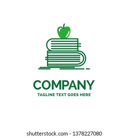 back to school, school, student, books, apple Flat Business Logo template. Creative Green Brand Name Design.