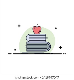 back to school, school, student, books, apple Flat Color Icon Vector