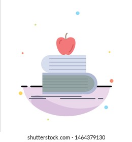 back to school, school, student, books, apple Flat Color Icon Vector. Vector Icon Template background