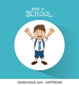 back to school student boy happy bag tie and short