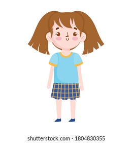 back to school student girl with uniform cartoon isolated design vector illustration
