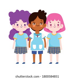 de vuelta a la escuela, los estudiantes dibujan personajes de dibujos animados ilustraciones vectoriales de educación elemental