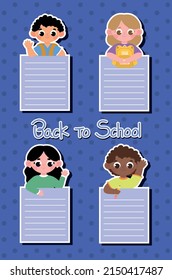 back to school students cartoon set
