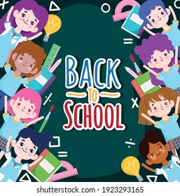 De vuelta a la escuela los alumnos dibujan y proveen ilustraciones de vector educativo