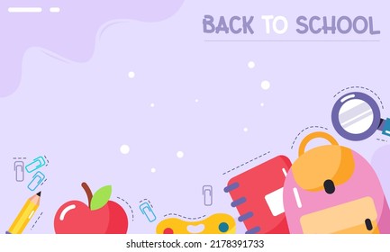Back to School with Students and Stationery Vector Banner 