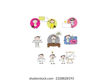 Back to school. Students who learn and grow on their own with various subjects. Education content illustration mega set. Productive Workflow Organization - Concept illustrations. 