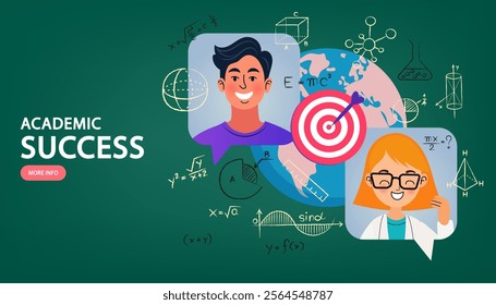 Back to school, Study, Learning, Knowledge and Education vector concept. World map background. Calculation formula. international schools. world book day. Study at university. vector illustration.
