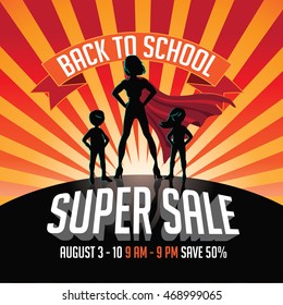 Back to school super sale super hero burst background. EPS 10 vector.