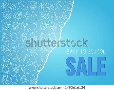 Back to school, school supplies bacground for poster template, vector illustration