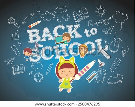 Back to school supplies banner children icons colored cartoon vector
