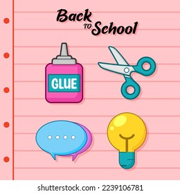 	
back to school supplies colorful collection