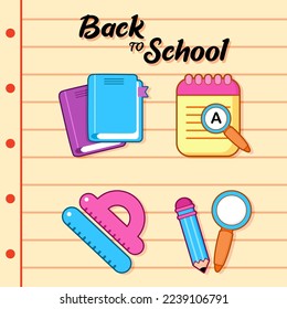 	
back to school supplies colorful collection