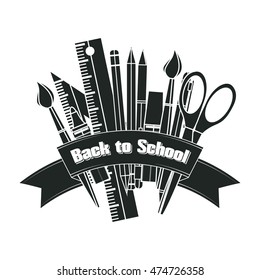 Back to school. School supplies. Education concept. Vector illustration.