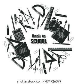 Back to school. School supplies. Education concept. Vector illustration.