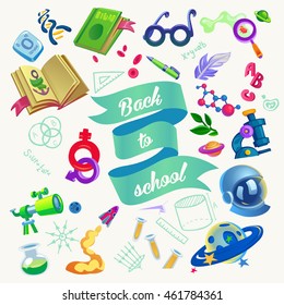 Back to school. School supplies, element for your design.