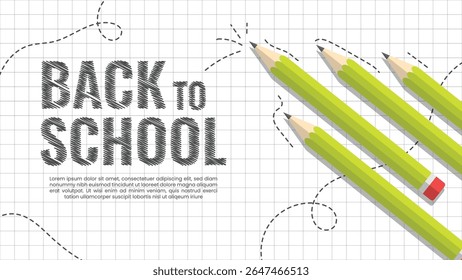 Back to school supplies elements for education opening background. Vector illustration. 