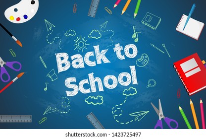 Back to school with school supplies and equipment