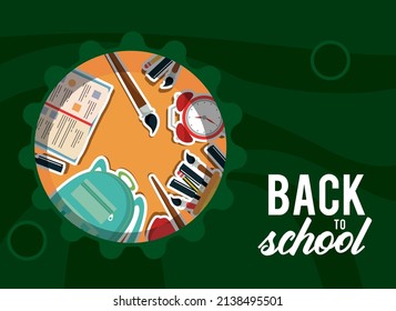 back to school supplies and lettering