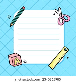 Back to school - school supplies - notepad, notebook and rocket
