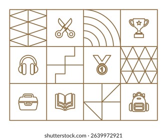 Back to school supplies poster background line art