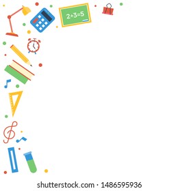 Back to school, School supplies poster template vector illustration