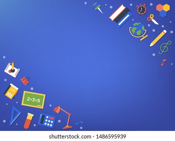 Back to school, School supplies poster template vector illustration